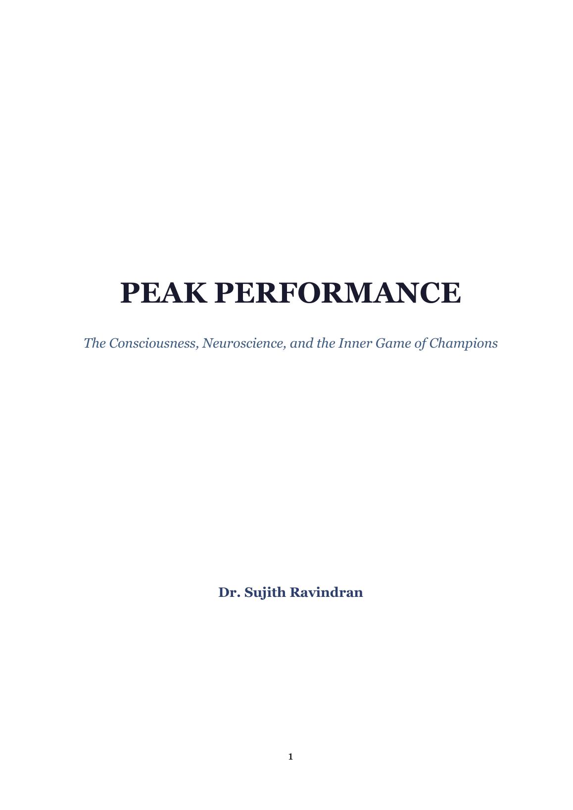 Peak Performance by Sujith Ravindran book title page